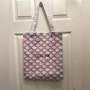 Celine White Bag with Red and Blue Pattern